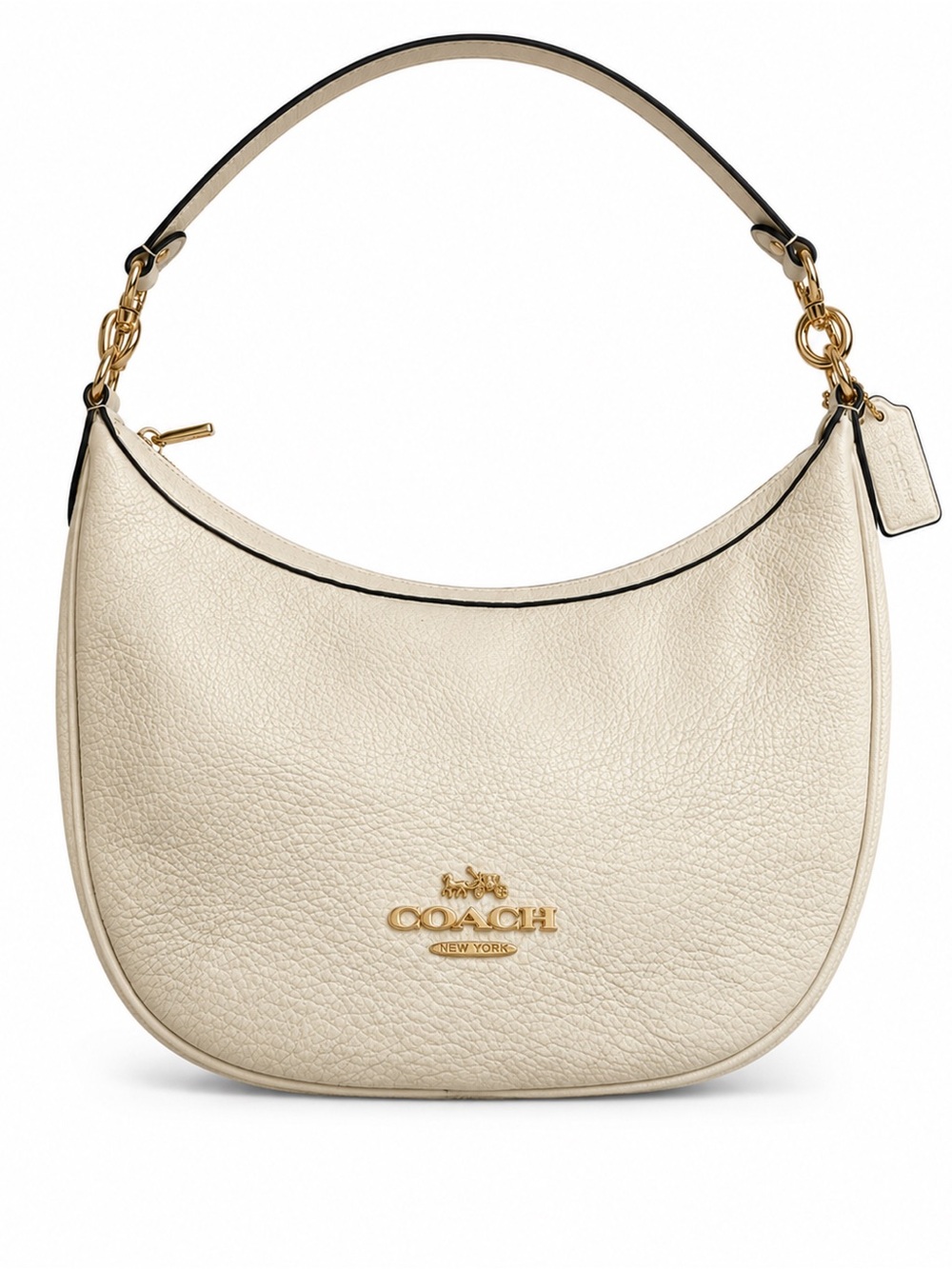 Coach Aria C0996 Cream Ivory Pebbled Leather Crescent Hobo Shoulder Bag - Picture 1 of 5